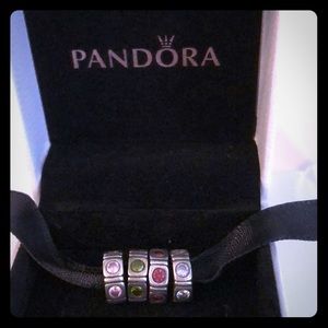 Silver with green stones spacer charm